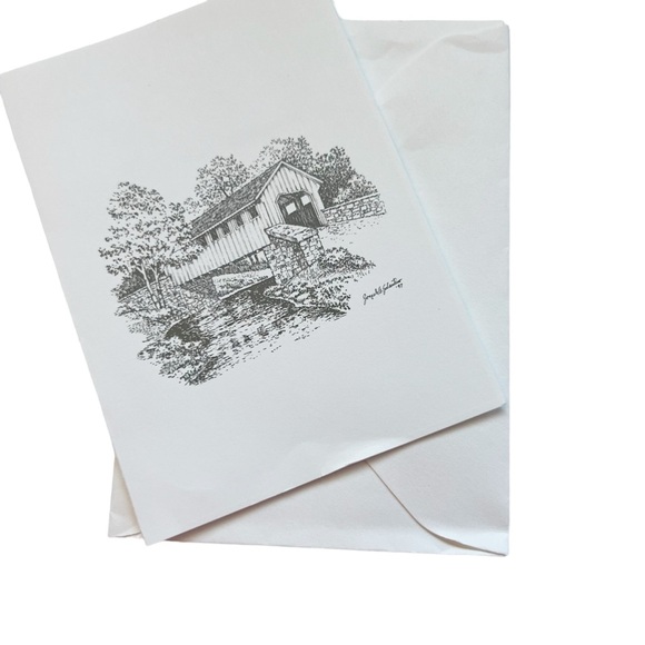 37 Covered Bridge Funeral Bereavement Thank You Cards & Envelopes - Picture 6 of 9